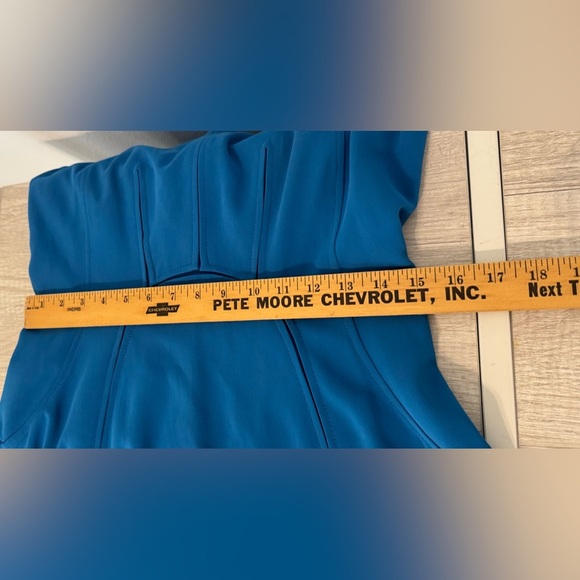 Rebecca Taylor V Neck Sleeveless Fit n Flare Dress Blue Career Cocktail Size 8 - Picture 4 of 10